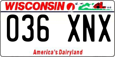 WI license plate 036XNX