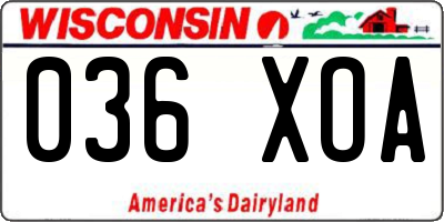 WI license plate 036XOA