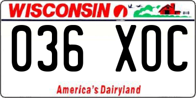 WI license plate 036XOC