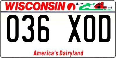 WI license plate 036XOD