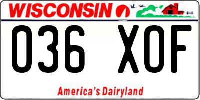 WI license plate 036XOF