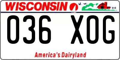 WI license plate 036XOG