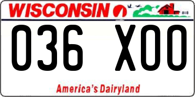 WI license plate 036XOO