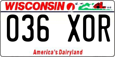 WI license plate 036XOR