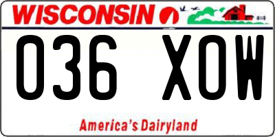 WI license plate 036XOW