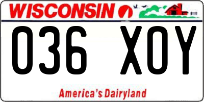 WI license plate 036XOY