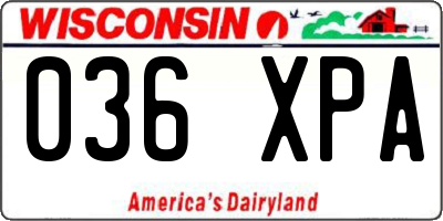 WI license plate 036XPA