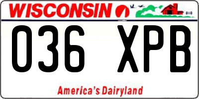 WI license plate 036XPB