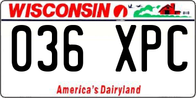 WI license plate 036XPC