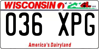 WI license plate 036XPG