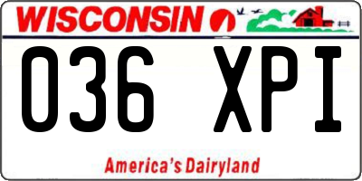 WI license plate 036XPI