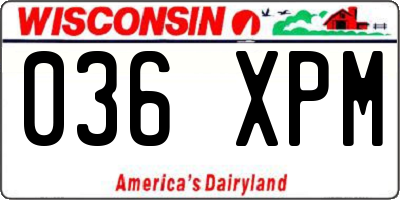 WI license plate 036XPM