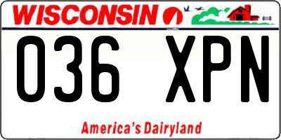 WI license plate 036XPN
