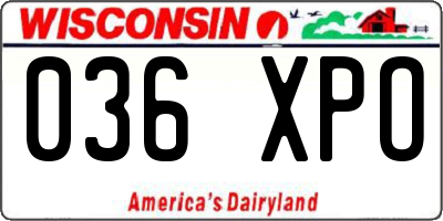 WI license plate 036XPO
