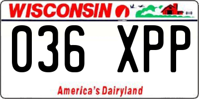 WI license plate 036XPP