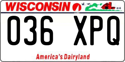 WI license plate 036XPQ