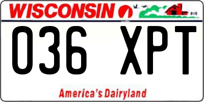 WI license plate 036XPT