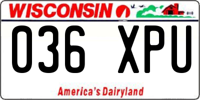 WI license plate 036XPU