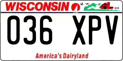 WI license plate 036XPV