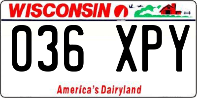 WI license plate 036XPY