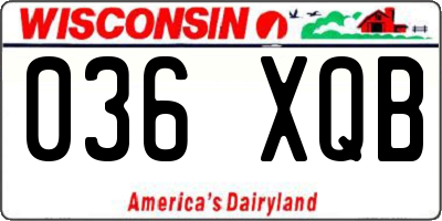 WI license plate 036XQB