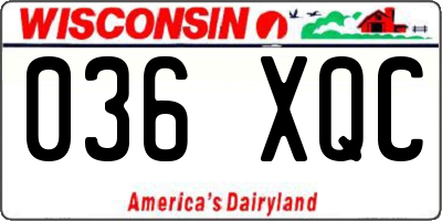 WI license plate 036XQC