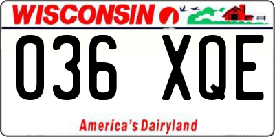 WI license plate 036XQE