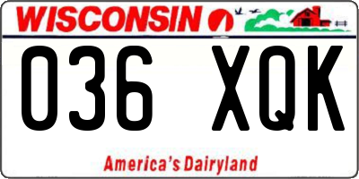 WI license plate 036XQK