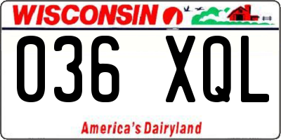 WI license plate 036XQL