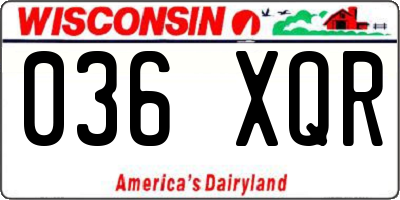 WI license plate 036XQR