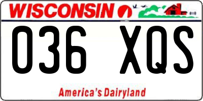 WI license plate 036XQS