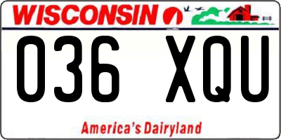 WI license plate 036XQU