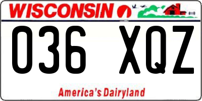 WI license plate 036XQZ