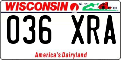 WI license plate 036XRA