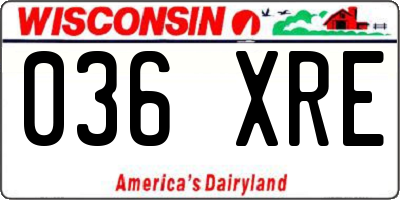 WI license plate 036XRE