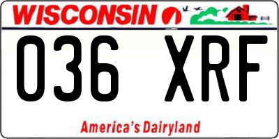 WI license plate 036XRF