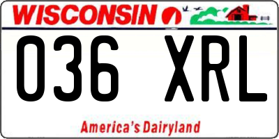 WI license plate 036XRL