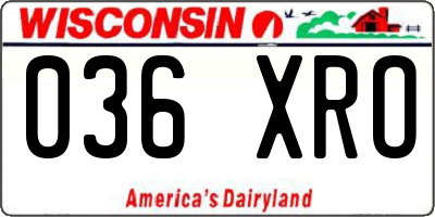 WI license plate 036XRO