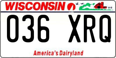 WI license plate 036XRQ