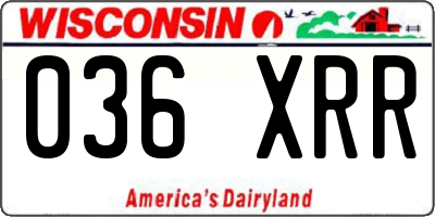 WI license plate 036XRR