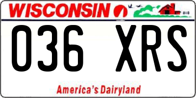 WI license plate 036XRS
