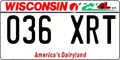 WI license plate 036XRT