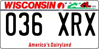 WI license plate 036XRX