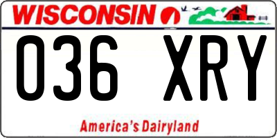 WI license plate 036XRY