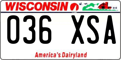 WI license plate 036XSA