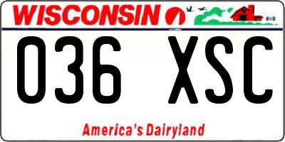 WI license plate 036XSC
