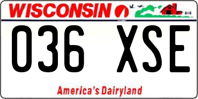 WI license plate 036XSE