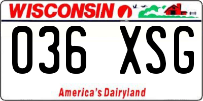WI license plate 036XSG