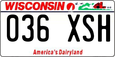 WI license plate 036XSH
