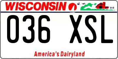 WI license plate 036XSL